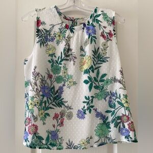 Loft Floral Sleeveless Blouse Size M White